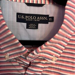 U.S. Polo Assn. Pink and Blue Striped Button-Down Shirt
